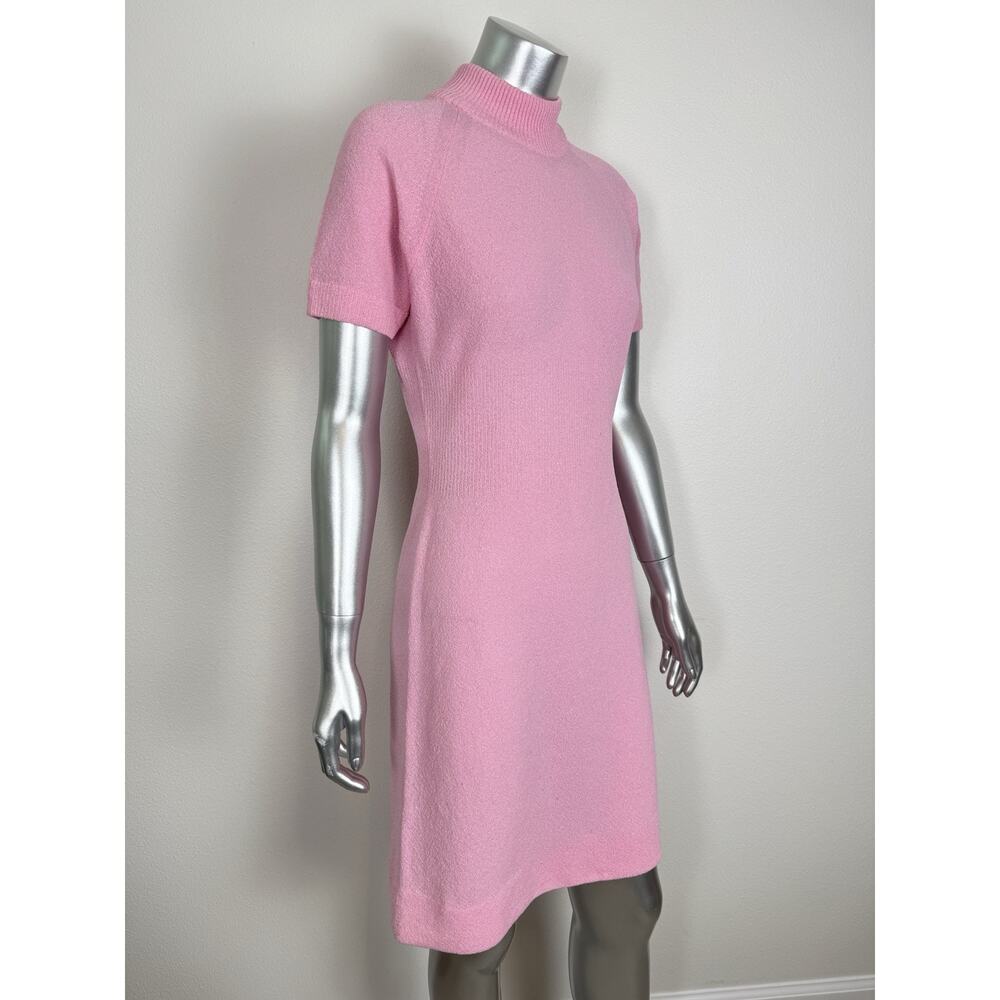 Vintage Talbott Tavler Dress Pink Stretch Knit Mock Neck Retro 70s 10 - Picture 2 of 11